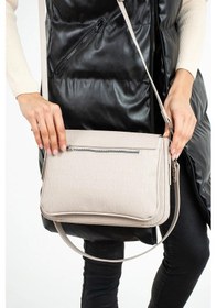 Resim Just Polo Kadın Büyük Boy Ayarlanabilir Askılı Lüks El Ve Omuz Çantası Ebat : 29 X 19 Cm Taş 