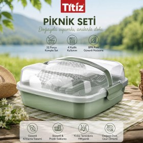 Resim Titiz Piknik Seti 6 Kişilik Kamp ve Bahçe Seti - 32 Parça 