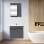 Resim KAREN BANYO Arya Banyo Dolabı Seti 60 Cm, Mat Antrasit, Lavabo Dahil, Lavabolu 