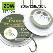 Resim 20m Sazan Balıkçılık Hattı Yumuşak Örgülü Kanca Bağlantısı Kaplamasız Örgü Hattı Saç Rig Sazan Kaba Balıkçılık Aksesuarları Tackle 9.07/11.34/15.88KG 