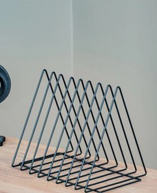 Resim nysamo Metal Üçgen Dergilik Kitaplık Plaklık Masa Üstü Çok Amaçlı Düzenleyici 