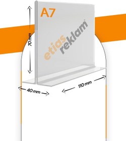 Resim Genel Markalar A7 T Tipi Yatay Masa Üstü 50'li Paket / 2.8 Mm Şeffaf Pleksi Föylük / Broşürlük 