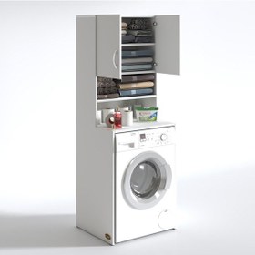 Resim Kenzlife Çamaşır Makinesi Dolabı Hayzummdf Byz 180 066 55 % 100 Mdf Full Mdf Banyo Kiler Çift Kapaklı Arkalıklı Çok Renkli 