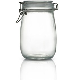 Resim 3'lü Korken Kavanoz 1000 Ml Vakumlu Kilitli Cam Saklama Kavanozu Şeffaf 