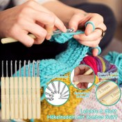 Resim 9 Parça Tığ Takımı, Kaymaz Bambu Saplı ve Pürüzsüz Altın Alüminyum Kafa Başlığı Olan Ergonomik Tığlar, 2.0-6.0mm, Artritli Eller için Hafif Tığlar, Başlangıç Seviyesi ve 