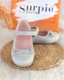 Resim Surpie Shoes Ince Fiyonk Detaylı Kız Çocuk Babet, Kırmızı, Beyaz, Siyah Babet 