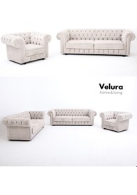 Resim Chester Koltuk Takımı & Oturma Grubu 3+3+1+1 Krem 