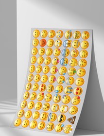 Resim Sticker Market Emoji Sticker Seti, Düz Yüzeyler Için A4 Boyutu Çıkartma Etiket Seti 