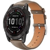 Resim Garmin Fenix 8 / 7x / 6x / 5x 26mm 22mm Düz Kafa Siyah Köpekbalığı İnce Tahıl Deri Saat Bandı Açık Gri 
