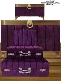 Resim Hasret Çeyiz Çeyiz Sandık Damat Nişan Bohça Çanta Bavul Gelin Sandığı 5li 0576 