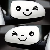 Resim Araba Aynaları, Elektrikli Scooter'lar, Motosikletler, Bavullar ve Laptoplar için Eğlenceli Neşeli Yüz Vinil Sticker Çifti - Dayanıklı, Kendinden Yapışkanlı Karikatür Çıkartmalar, Komik Stickerlar 
