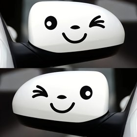 Resim Araba Aynaları, Elektrikli Scooter'lar, Motosikletler, Bavullar ve Laptoplar için Eğlenceli Neşeli Yüz Vinil Sticker Çifti - Dayanıklı, Kendinden Yapışkanlı Karikatür Çıkartmalar, Komik Stickerlar 