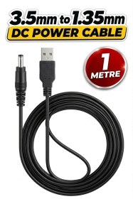 Resim 1 Metre Usb To 3.5mm 1.35mm Plug Tip Connector Notebook Tablet Pc 5v Dc Power Cord Cable Erkek Dc Güç Adaptör Kablosu 1mt Dc Kablo 001 