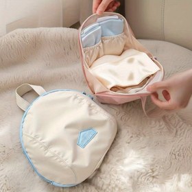 Resim İç Çamaşırı, Çorap ve Giysiler için 3'ü 1 Arada Seyahat Organizatörü - Fermuarlı Bölmeli Taşınabilir Poliester Saklama Çantası, Makinede Yıkanabilir, Pembe & Bej Seçenekleri, Kolay Paketleme İçin Kompakt Tasarım, Günlük Kullanım Aksesuarı, Şık Organizatör, Dayanıklı Fermuarlı Bölümler, Oxford Bez Malzeme 