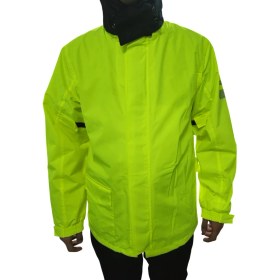 Resim Üçrenk Neon Motosiklet Yağmurluğu Unisex Yağmurluk Cepli File Astarlı Kapşonlu Hafif Su Geçirmez Membran Kumaş 