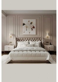 Resim Diecor Dekoratif Boyanabilir Montaja Hazır 2,5cm Eşsiz Ve Büyüleyici Yatak Başlığı Duvar Çıtası Tasarımı Bej Model:xa274 