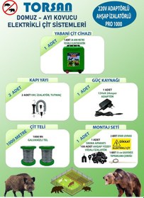 Resim Torsan 220v Adaptörlü Pro 1000 Elektrikli Çit Sistemi Domuz - Ayı Kovucu 1000mt 