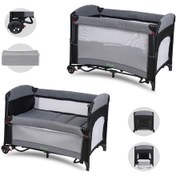 Resim Mastic Anne Yanı Sallanır Cibinlikli Oyun Parkı Bebek Beşik 70x110 Cm Gri - Siyah 