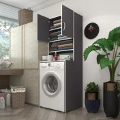 Resim Kenzlife çamaşır makinesi dolabı hayzum gri 180*066*55 banyo kiler çift kapaklı arkalıklı 