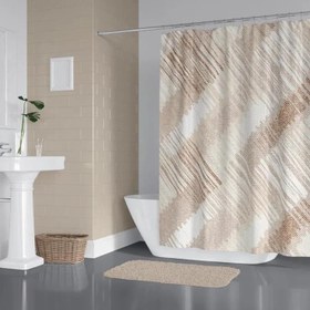 Resim Banyo Perdesi 2x120x200 Çift Kanat Duş Perdesi Halka Hediyeli 4250 