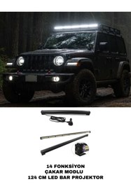 Resim KAPOTO 124cm 14 Fonksiyonlu Off Road Led Çakar Bar 9V-30V 4x4 Beyaz Projektör Işık 