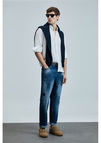Resim Lufian Salvator Smart Jean Erkek Pantolon Slim Fit Mavi Mavi 111200205100300 Mavi 