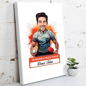 Resim Karikatürlü En Yakışıklı Masa Tenisçisi Kanvas Tablo 