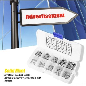 Resim Tenfowee 160 Adet Çeşitli Boyutlu Paslanmaz Çelik Yuvarlak Burgu, Etiket Ve Isım Plakası Sabitleme İçin Taşınabilir Plastik Kutu İçerisinde 