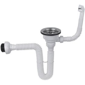 Resim Özbest Körüklü Taşmalı Çöpmak Lavabo Sifonu Beyaz 