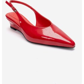 Resim Luvishoes Rosella Kırmızı Rugan Mini Dolgu Kadın Topuklu Ayakkabı 