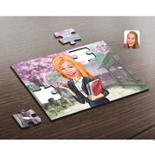 Resim Kişiye Özel Kadın Yönetici Karikatürlü Ahşap Puzzle-1 