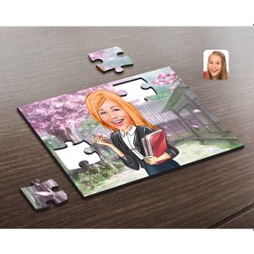 Resim Kişiye Özel Kadın Yönetici Karikatürlü Ahşap Puzzle-1 