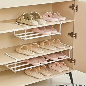 Resim 3 adet Genişletilebilir Ayakkabı Rafi Seti - Alan Tasarrufu Sağlayan Dolap Düzenleyici, Kolay Kurulum, Spor Ayakkabılar ve Elbise Ayakkabılar için Uygun, Ayakkabı Saklama Kutusu 