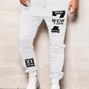 Resim Erkekler İçin Jogger Pantolon - Koyu Mavi, NEW YORK Etkili Desenli, Spor ve Günlük Kullanım için Rahat Kesim, Sonbahar/Kış Spor Pantolonları, İpli Bel, Koşu ve Dış Mekan Aktiviteleri 