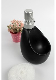 Resim Stonware Sıvı Sabunluk Siyah Süngerlik Bölmeli 500ml 