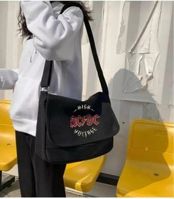 Resim Rock Serisi Ac/dc Baskılı Unisex Siyah Postacı Çantası Siyah 