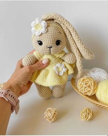 Resim Amigurumi Uzun Kulaklı Tombik Tavşan Papatya 