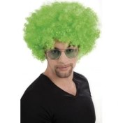 Resim Yeşil Renk Kıvırcık Afro Bonus Peruk 