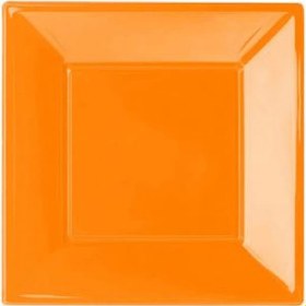 Resim Roll Up Party Dreams Plastik Kare Turuncu Tabak 17 CM. 8'li 