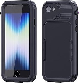 Resim FONREST iPhone-SE-2022/2020 için Su Geçirmez Kılıf, İnce Tam Gövde Sızdırmaz IP68 Darbeye Dayanıklı Su Altı Dış Mekan Kılıfı, iPhone-SE (3. Nesil) için Dahili Manyetik Halkalı Magsafe (Siyah) ile uyumludur 