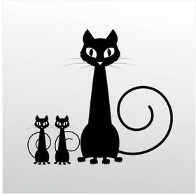 Resim Folyo Sticker Aile Kedisi 200cm Uzunluk Siyah 