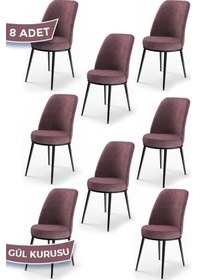 Resim Canisa Dexa Serisi, Üst Kalite Mutfak Sandalyesi, Metal Siyah Iskeletli, 8 Adet Gülkurusu Sandalye Gülkurusu Sandalye 