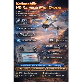 Resim Digi Monster R06 | Akıllı Çarpışma Engelleme | Katlanabilir Hd Kameralı - Ekranlı Drone | Wifi Fpv Canlı Görüntü – 360° Takla – Yükseklik Sabitleme 