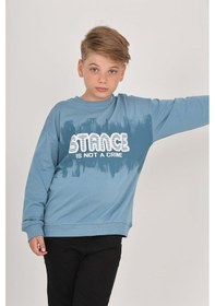 Resim Toontoy Kids Toontoy Erkek Çocuk Stance Baskılı Sweatshirt Mavi 
