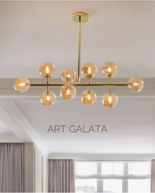 Resim Art Galata Özel Tasarım Salon Avizesi 10 bal rengi glop cam 