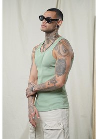 Resim Slim Fit Kaşkorseli Esnek Düz Erkek Sporcu Atlet Açık Haki 