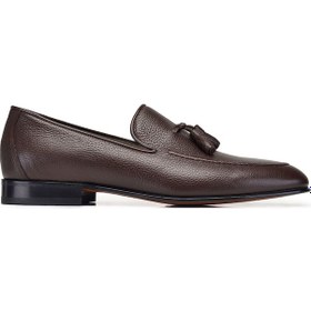 Resim Kahverengi Klasik Loafer Kösele Erkek Ayakkabı -10819 