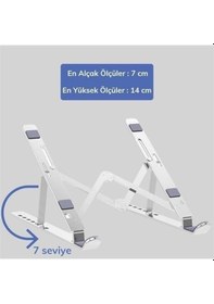 Resim Ams Net Ayarlanabilir Dizüstü Destek Tabanı Tamamen Katlanabilir Taşınabilir Laptop Yükseltici 