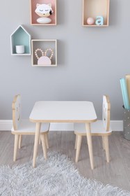 Resim Remaks Bambi Yaz Sil Yüzey Çocuk Masa Sandalye Takımı 1 Aktivite Oyun Masası 2 Sandalye - Beyaz 
