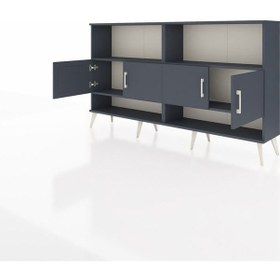 Resim Arges Konsol 4 Raflı 4 Kapaklı 176x30x99 Antrasit-antrasit Antrasit-antrasit 